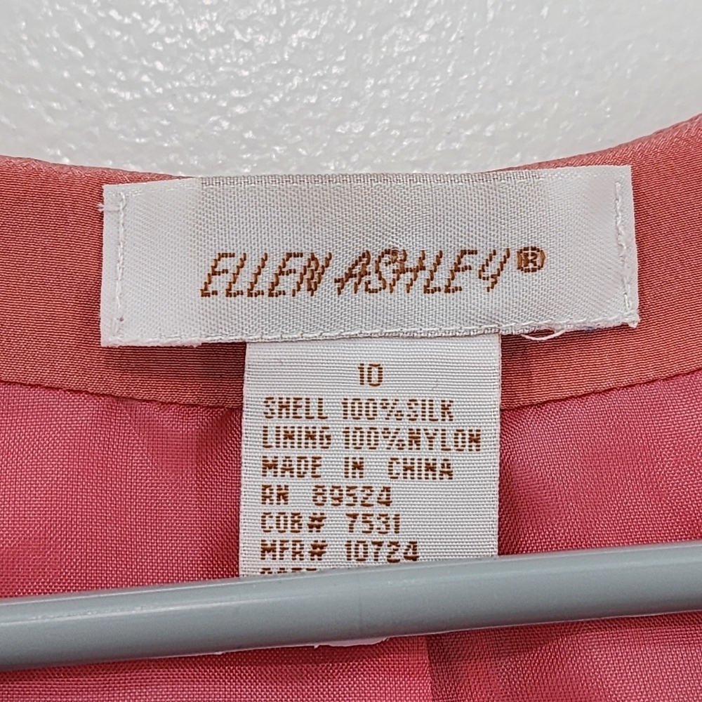 Ellen Ashley Vintage Women's 100% Silk Button Front Midi Dress - 10 - Picture 3 of 6